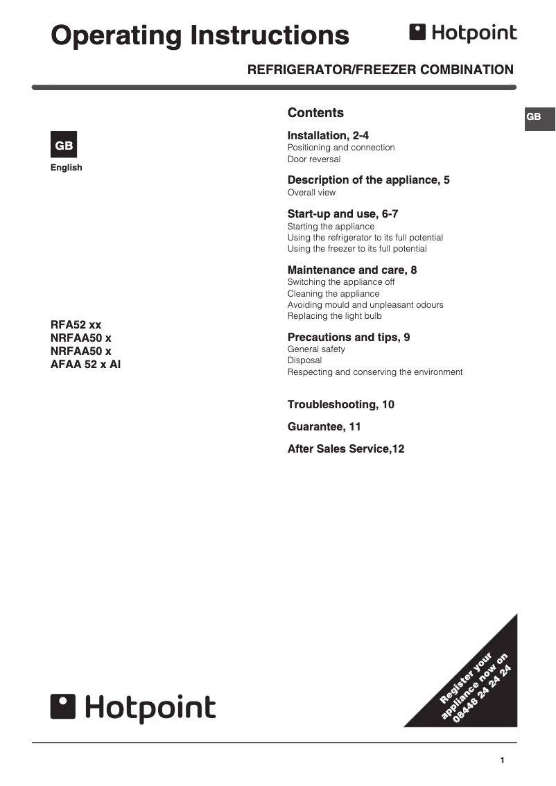 Page n°1 - Manuel utilisateur Hotpoint HBD 5517 S UK
