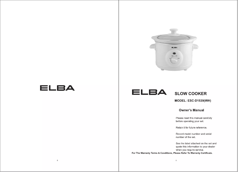 Imagen de la primera página del manual del dispositivo ESC-D1539(WH)