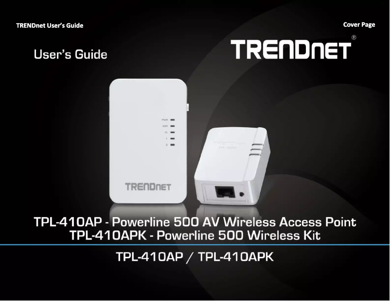Page 1 de la notice Manuel utilisateur TRENDnet TPL-410APK