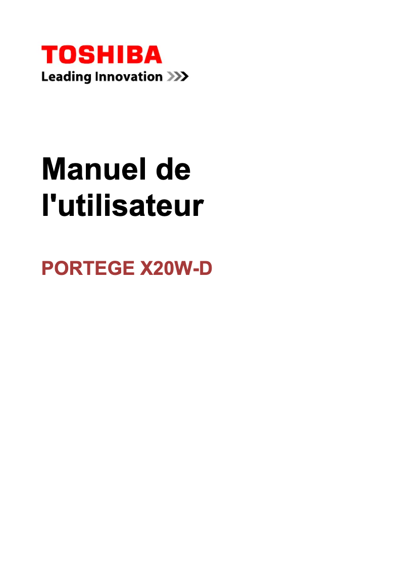 Page n°1 - Manuel utilisateur Toshiba Portégé X20W-D