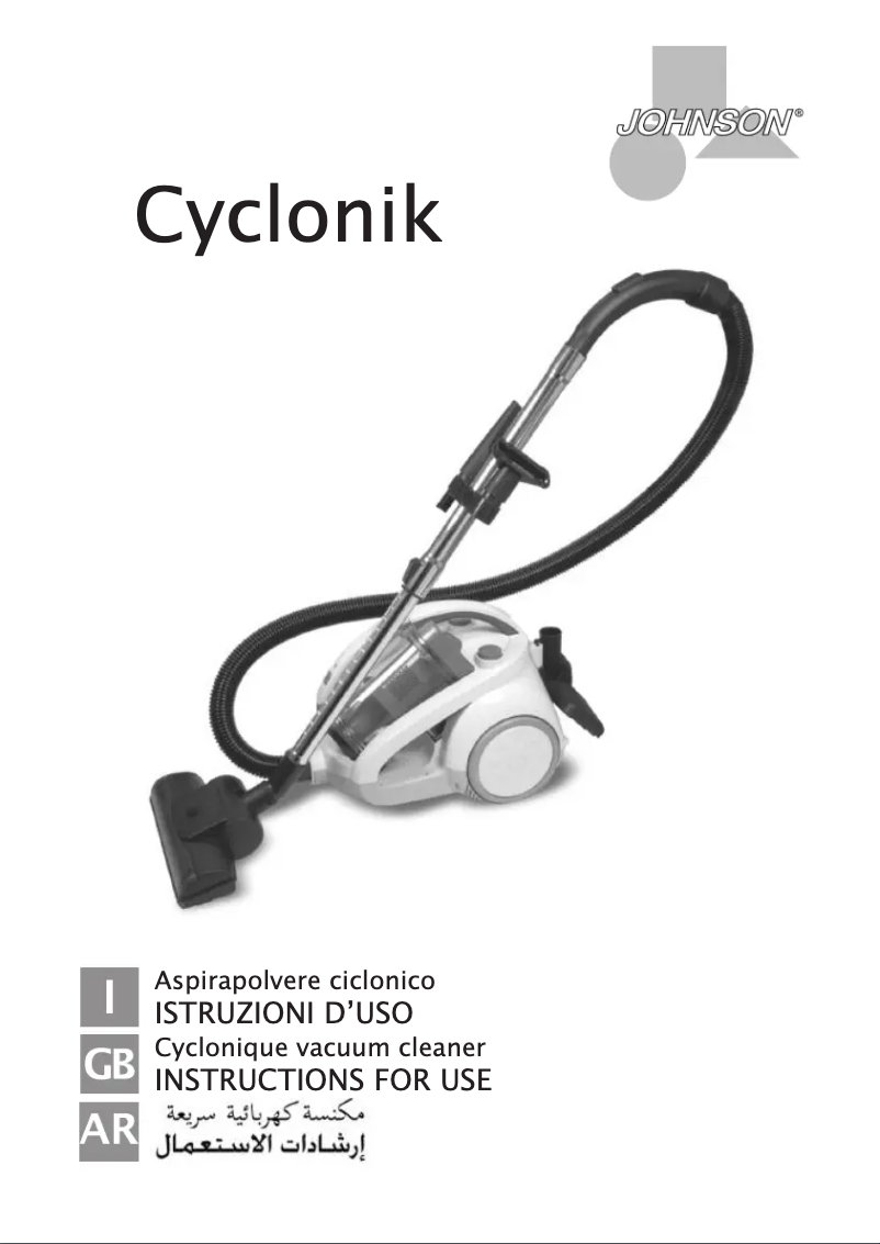 Page n°1 - Manuel utilisateur Johnson Cyclonik