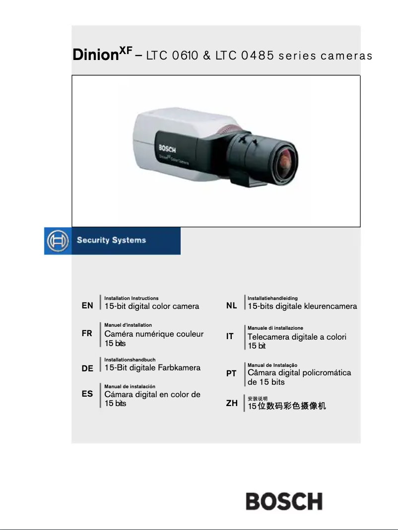 Page 1 de la notice Manuel utilisateur Bosch DinionXF LTC 0485