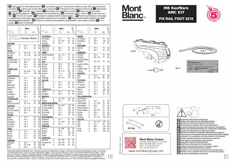 Page 1 de la notice Manuel utilisateur Mont Blanc AMC 5210