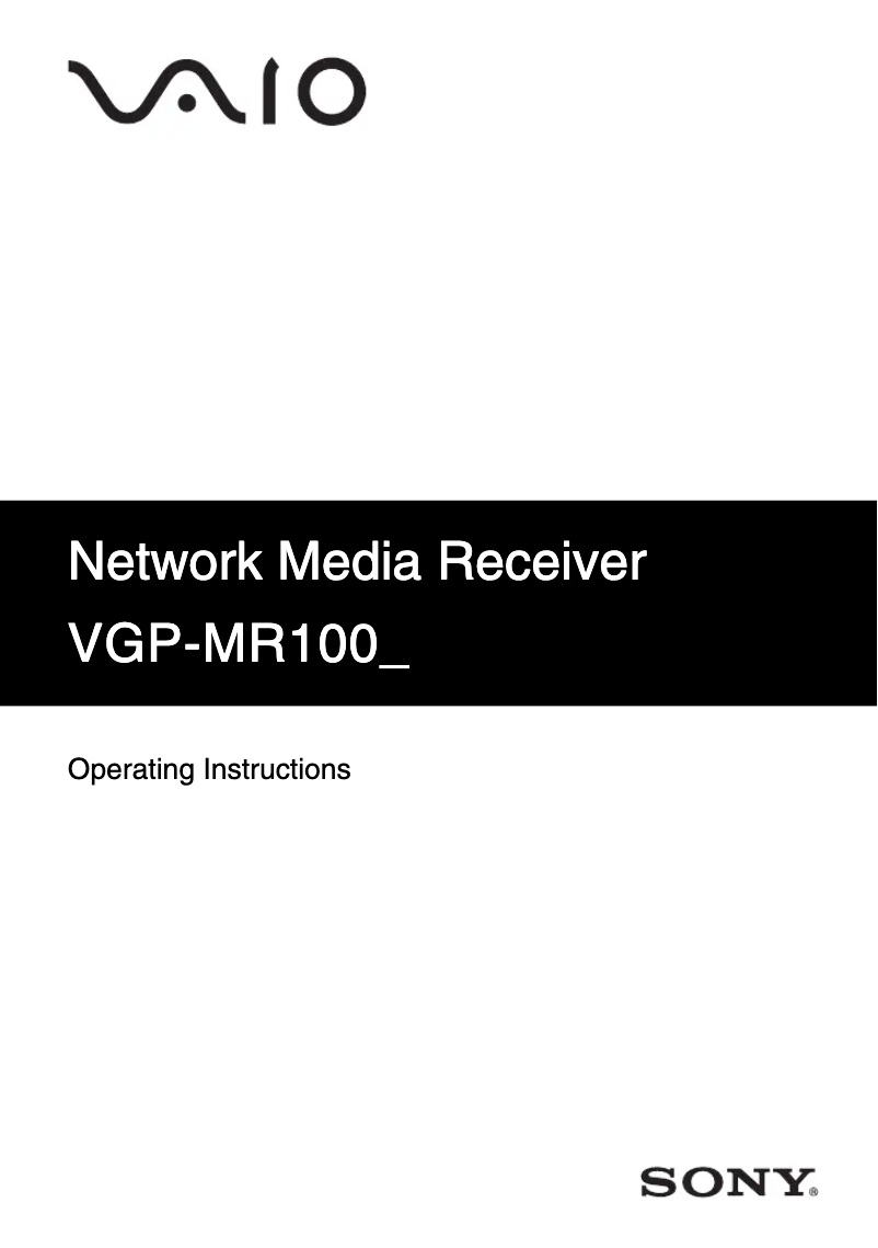 Page n°1 - Manuel utilisateur Sony VGP-MR100U