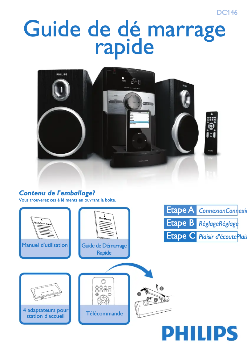 Page n°1 - Guide de démarrage rapide Philips DC146