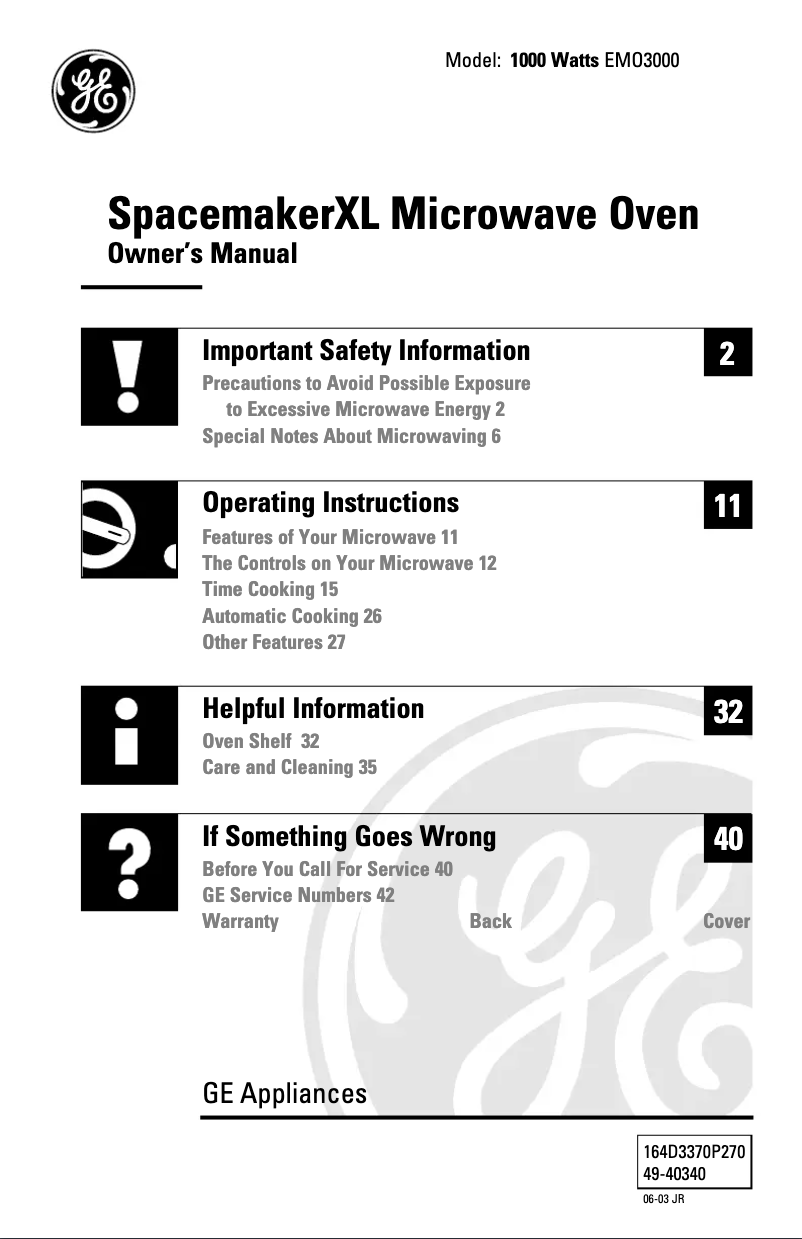 Página 1 del manual Manual de uso y mantenimiento GE EMO3000CSS