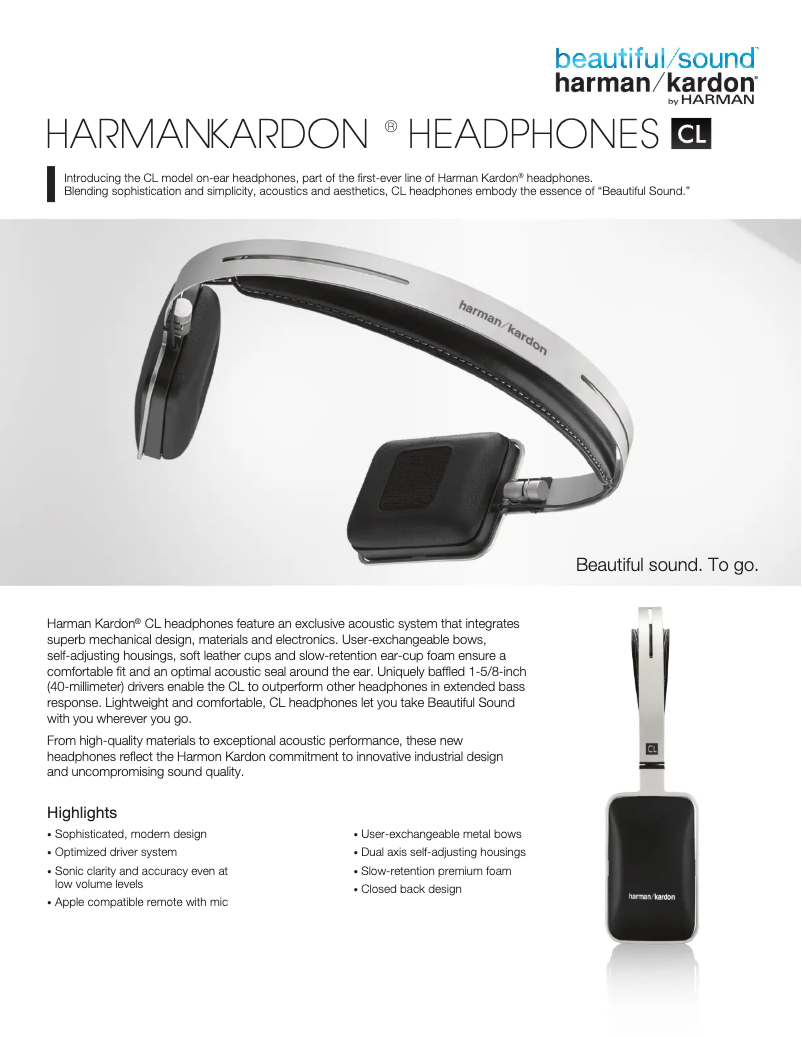 Page 1 de la notice Manuel utilisateur Harman Kardon CL
