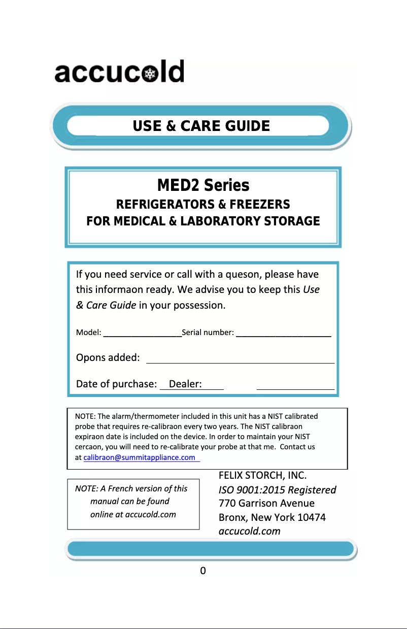 Page 1 de la notice Manuel utilisateur Accucold VT65MLBI7MED2ADA