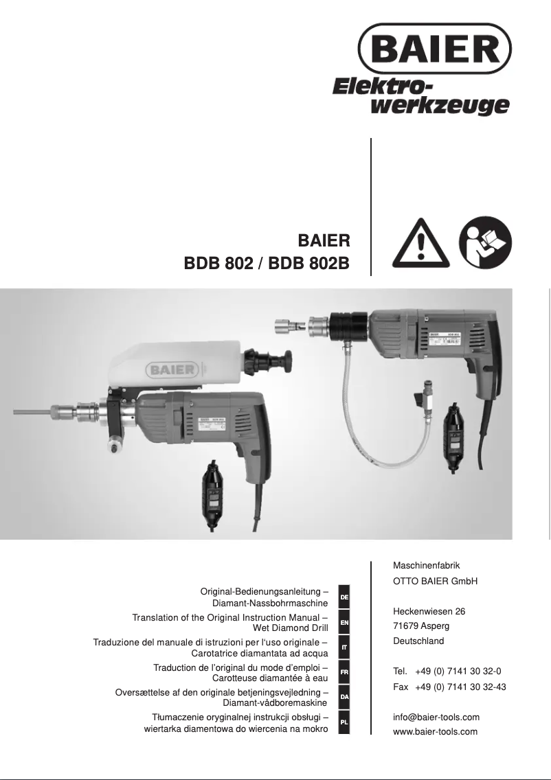 Page 1 de la notice Manuel utilisateur Baier BDB 802
