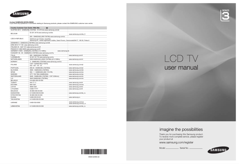 Page n°1 - Manuel utilisateur Samsung LE32B350