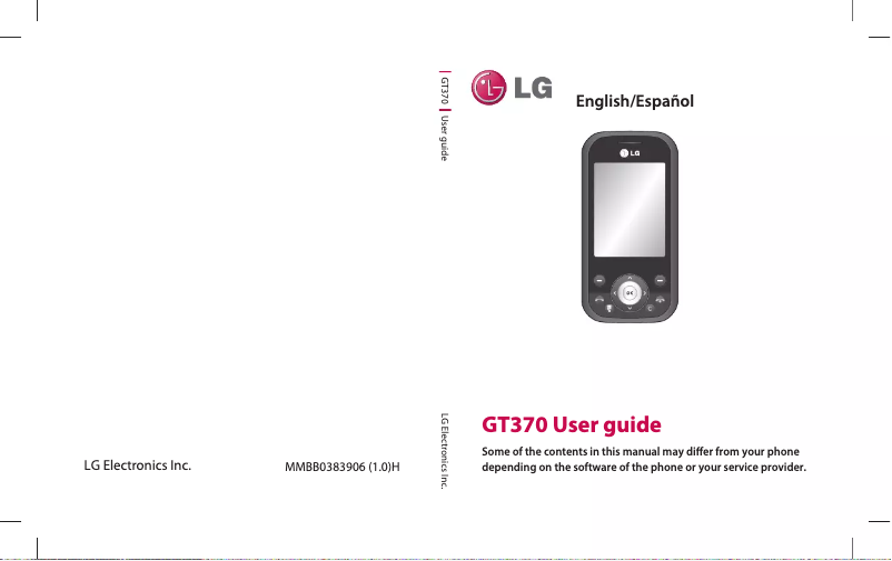 Image de la première page du manuel de l'appareil GT370