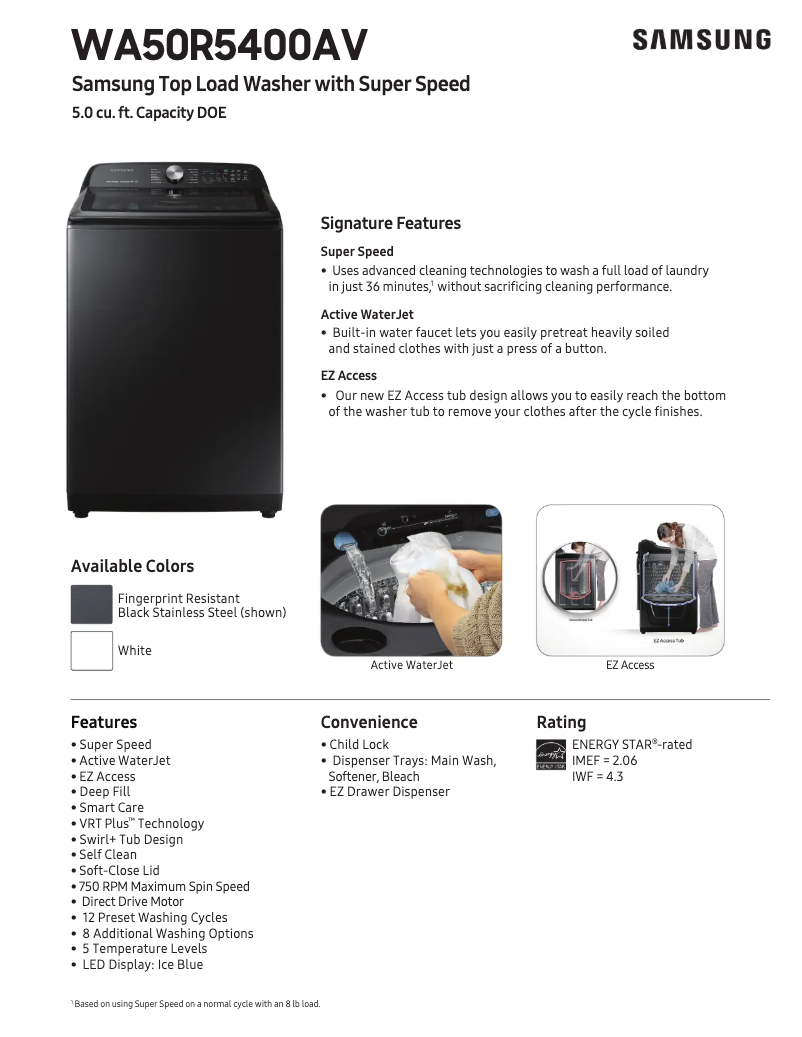 Image de la première page du manuel de l'appareil WA50R5400AW