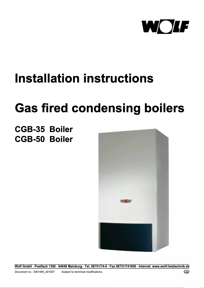 Page 1 de la notice Manuel utilisateur Wolf CGB-35