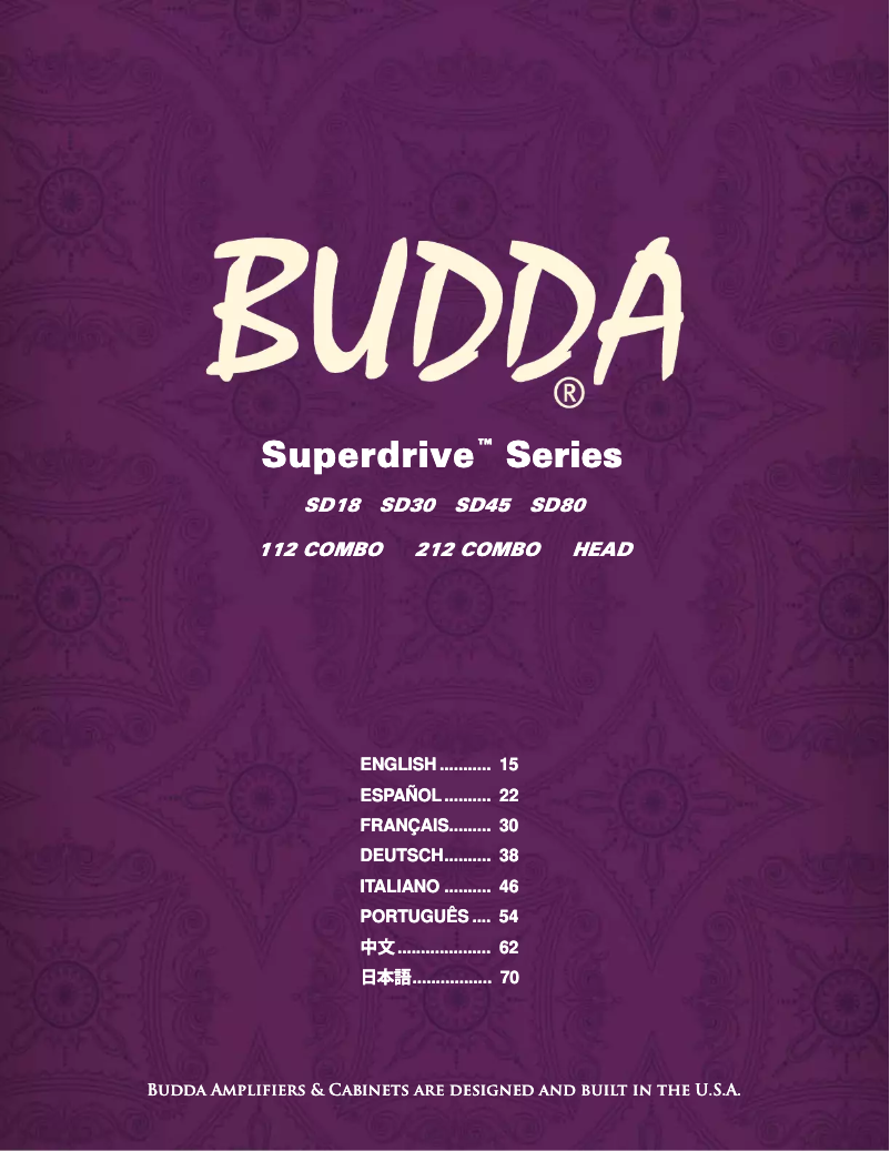 Page 1 de la notice Manuel utilisateur Budda Superdrive SD45