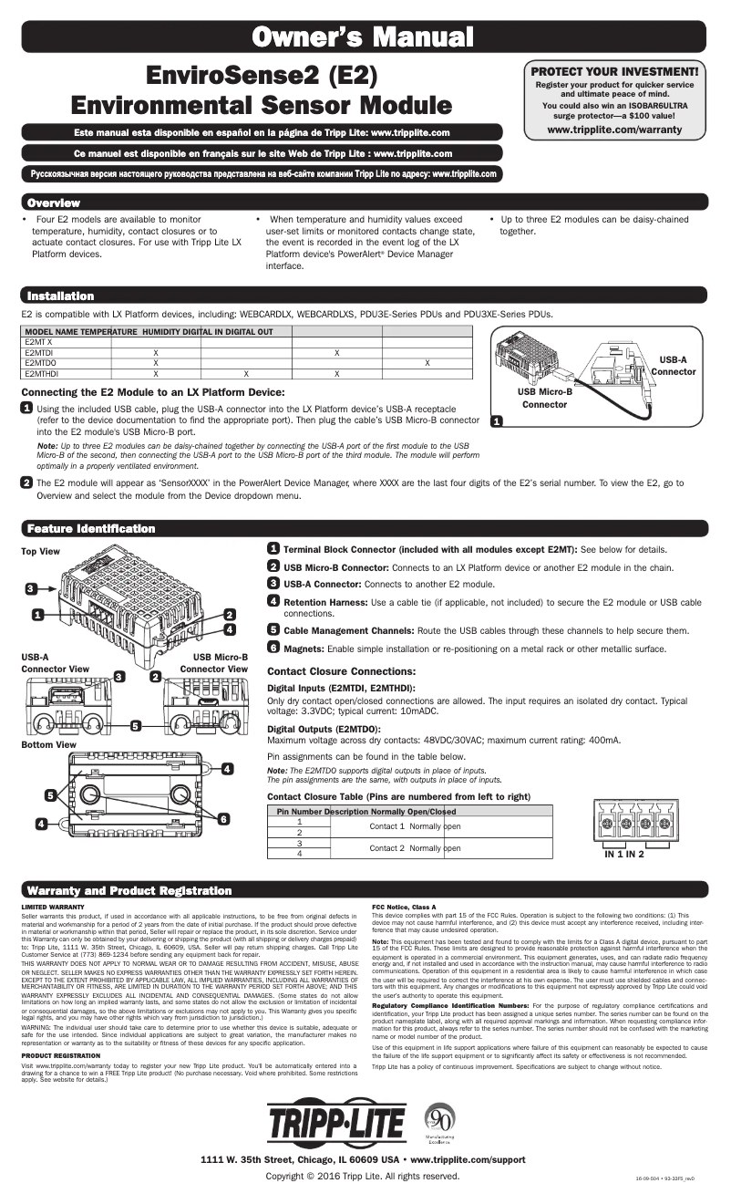 Image de la première page du manuel de l'appareil EnviroSense2 E2MTDI