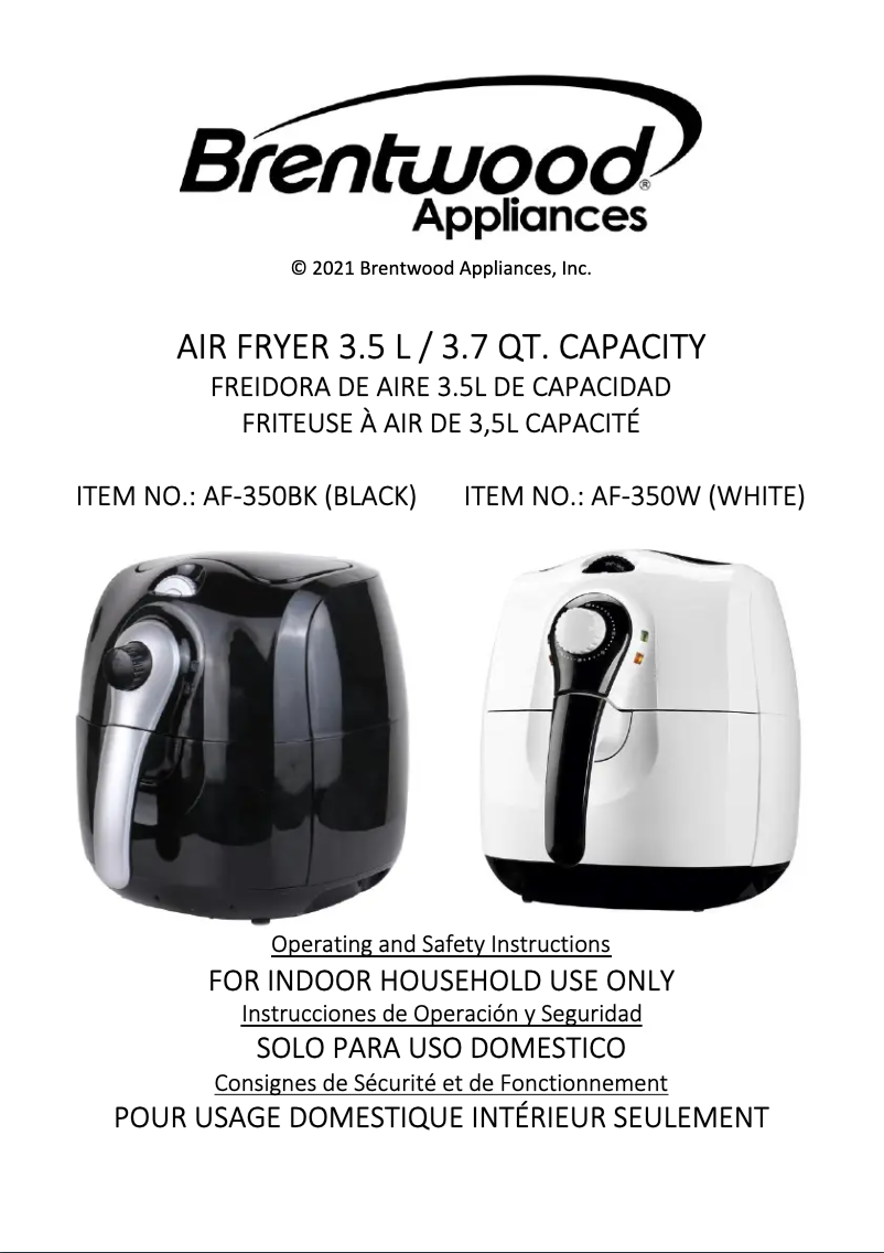 Page n°1 - Manuel utilisateur Brentwood AF-350BK