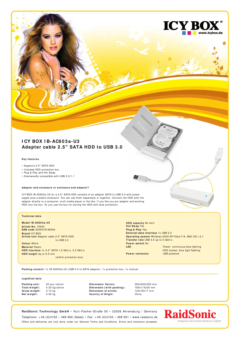 Page n°1 - Fiche technique Icy Box IB-AC603a-U3