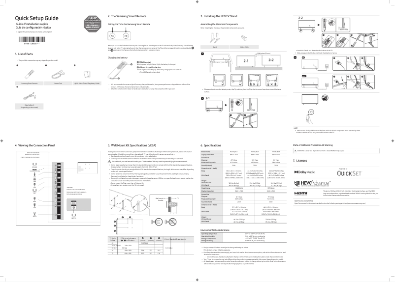 Page 1 de la notice Manuel utilisateur Samsung HG75Q60AANF