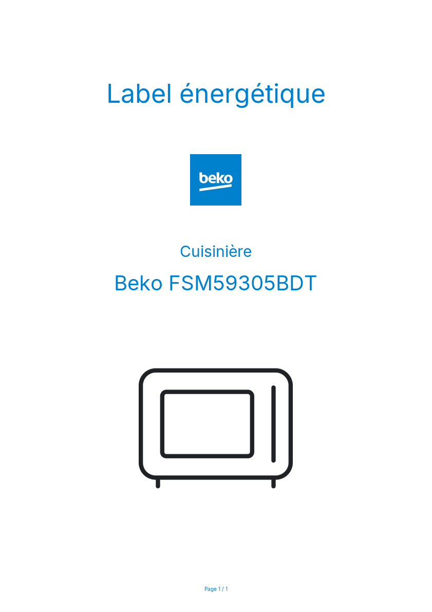 Image de la première page du manuel de l'appareil FSM59305BDT