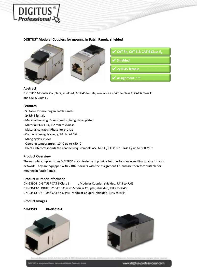 Page n°1 - Manuel utilisateur Digitus DN-93906