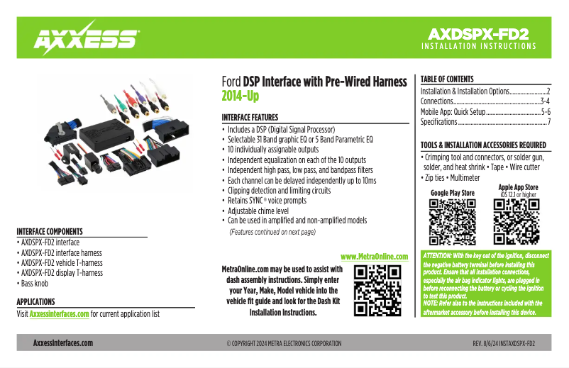 Page 1 de la notice Manuel utilisateur AXESS AXDSPX-FD2