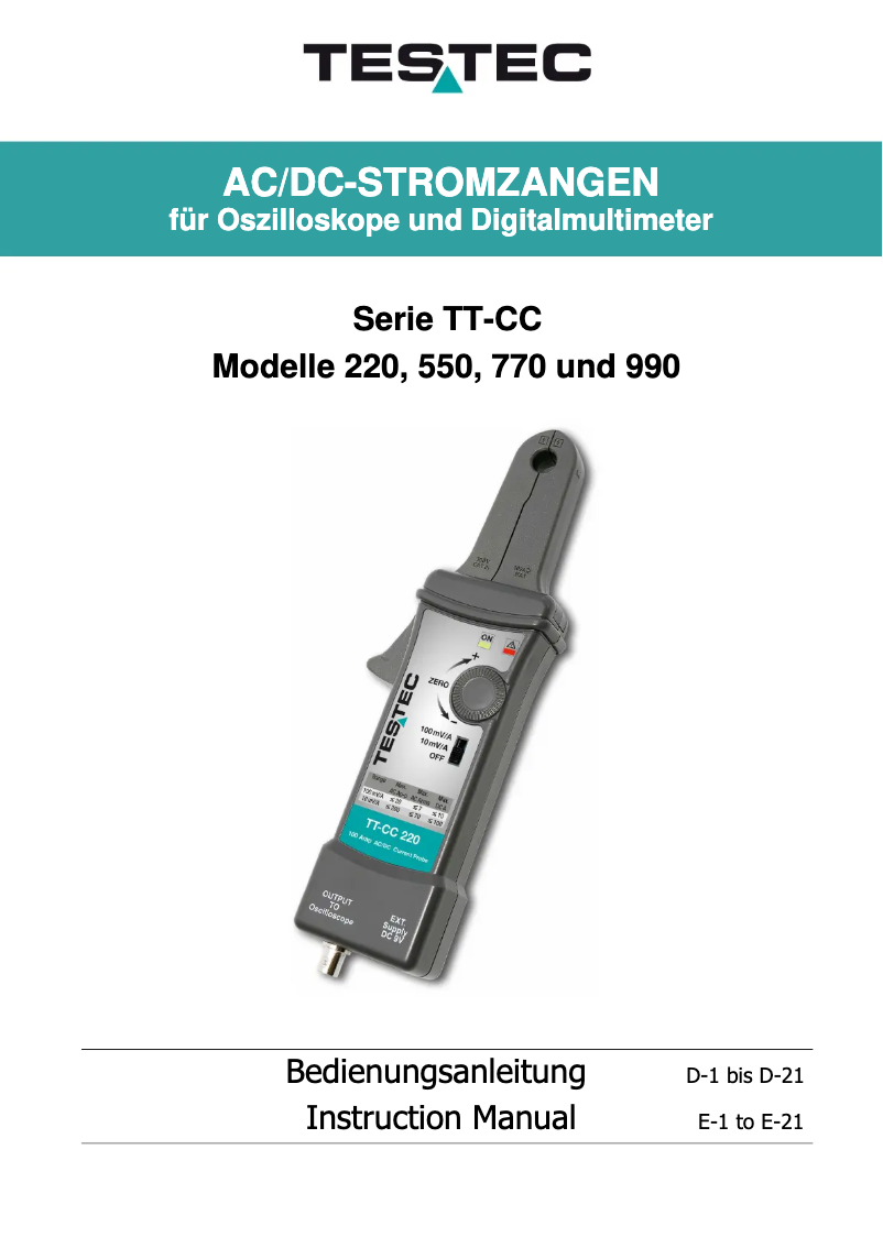 Page n°1 - Manuel utilisateur Testec TT-CC 550