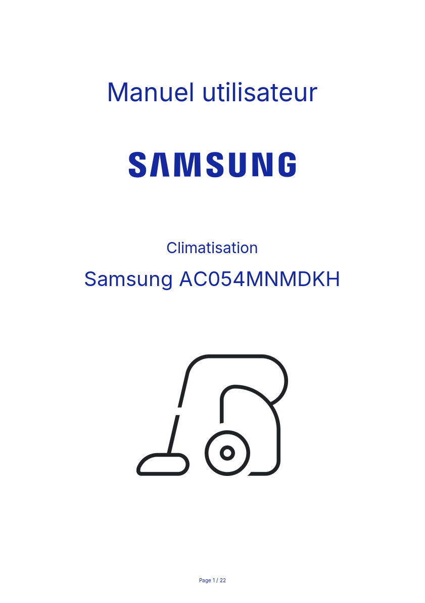 Page n°1 - Manuel utilisateur Samsung AC054MNMDKH