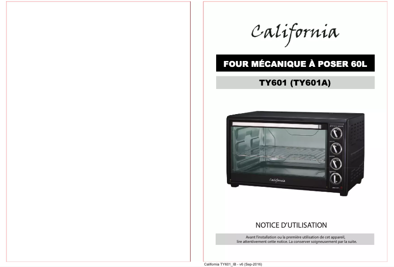 Page n°1 - Manuel utilisateur California TY601