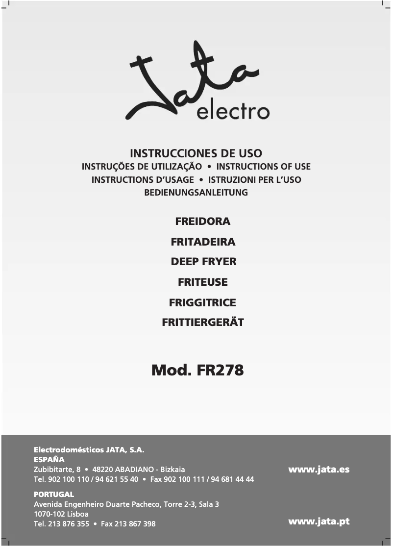 Page 1 de la notice Manuel utilisateur Jata FR278