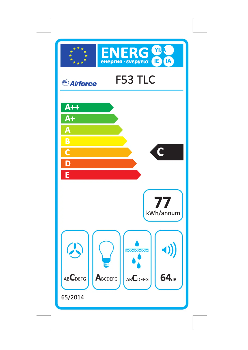 Page 1 de la notice Label énergétique Airforce F53 90 TLC SMP