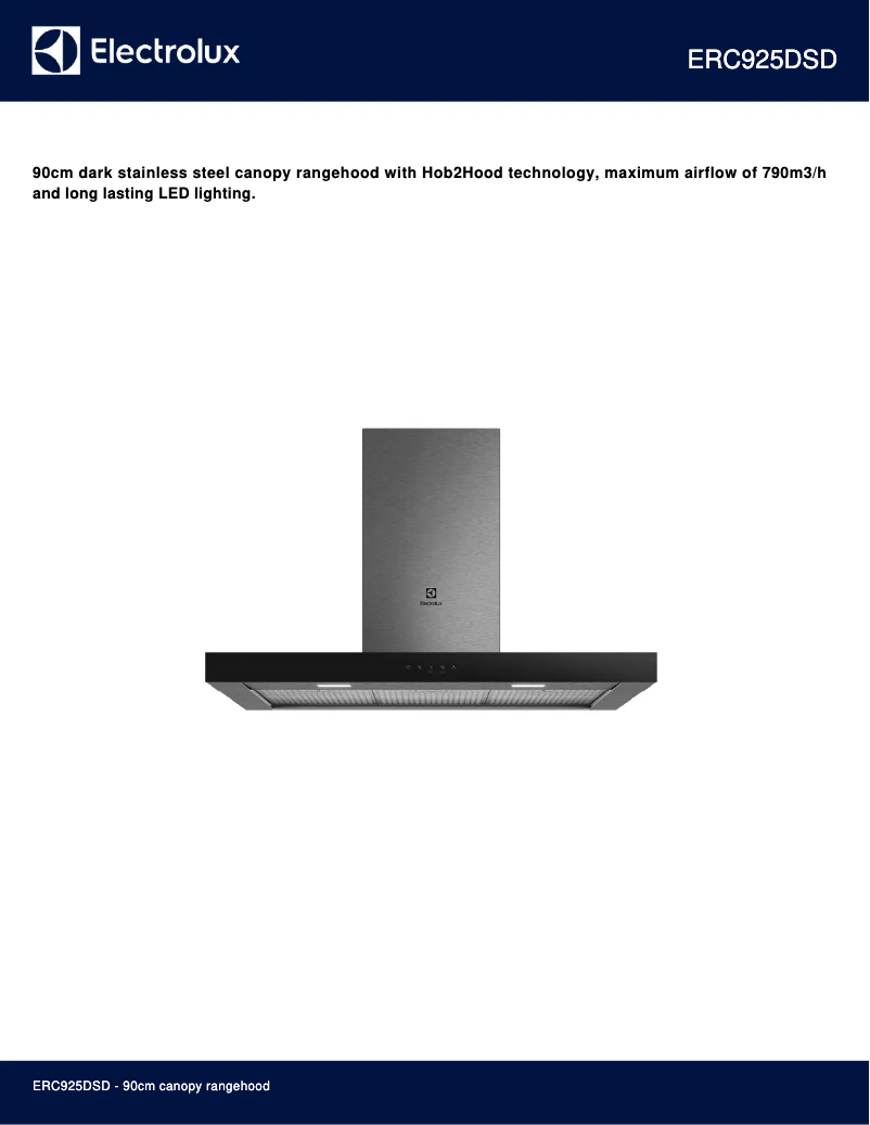 Página 1 del manual Ficha técnica Electrolux ERC925DSD