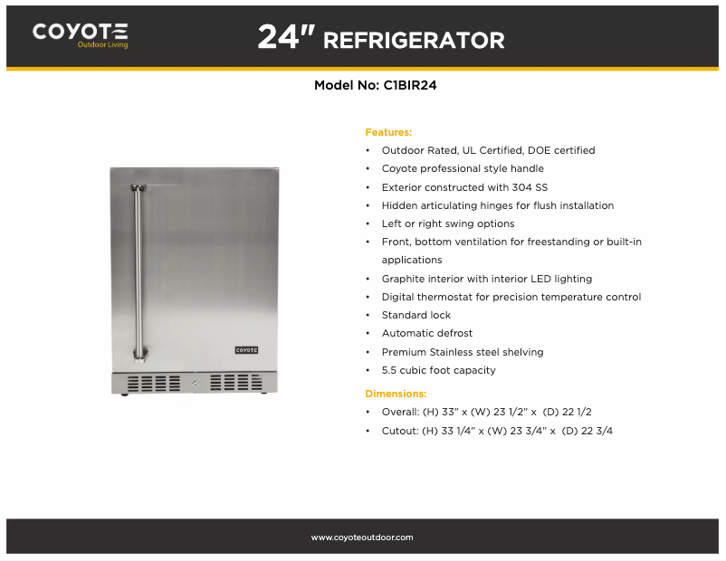 Página 1 del manual Ficha técnica Coyote C1BIR24-L