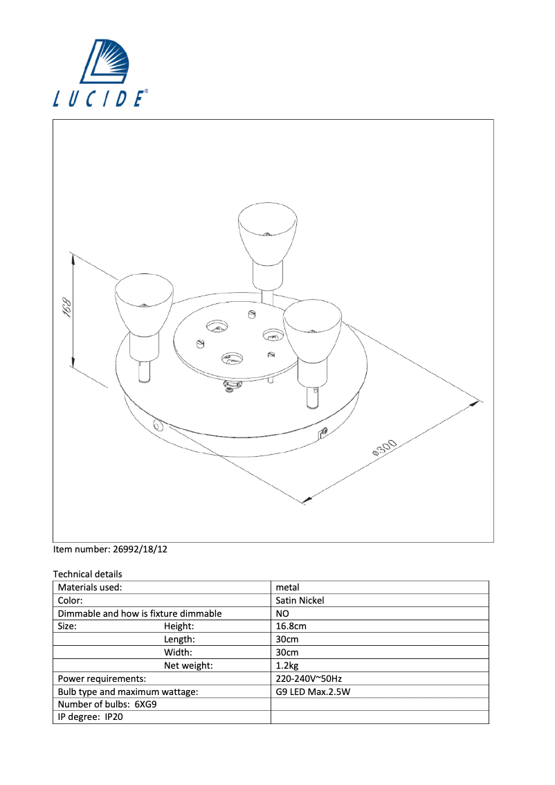 Page n°1 - Manuel utilisateur Lucide Kolla led 26992/18/12