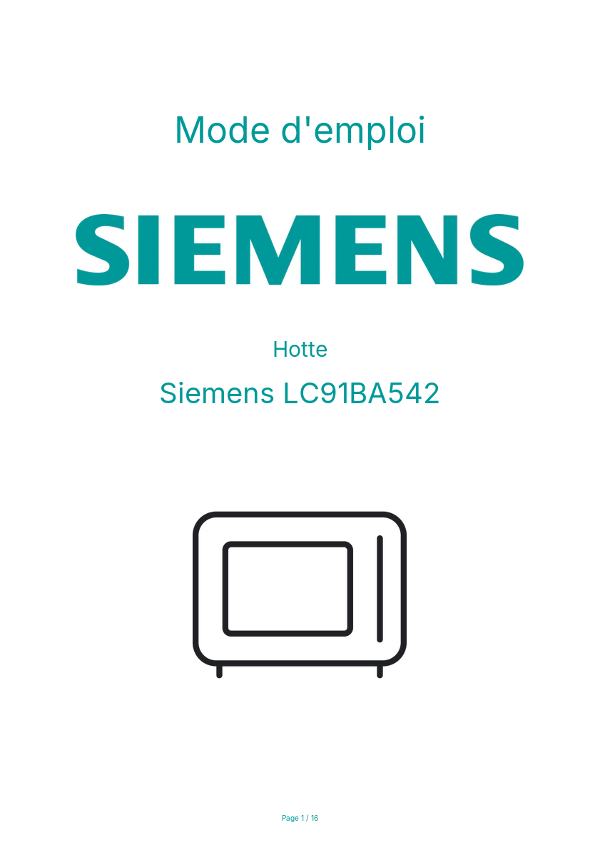 Page n°1 - Mode d'emploi Siemens LC91BA542