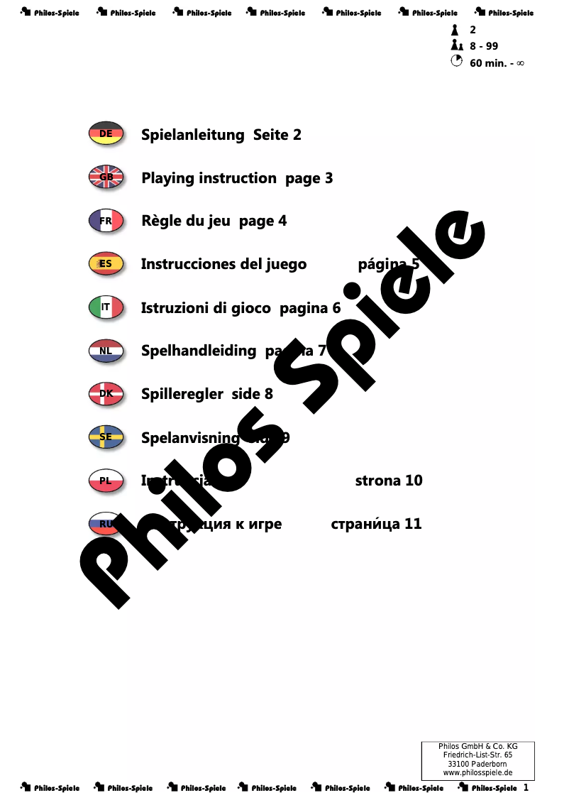 Page 1 de la notice Manuel utilisateur Philos Go-Set