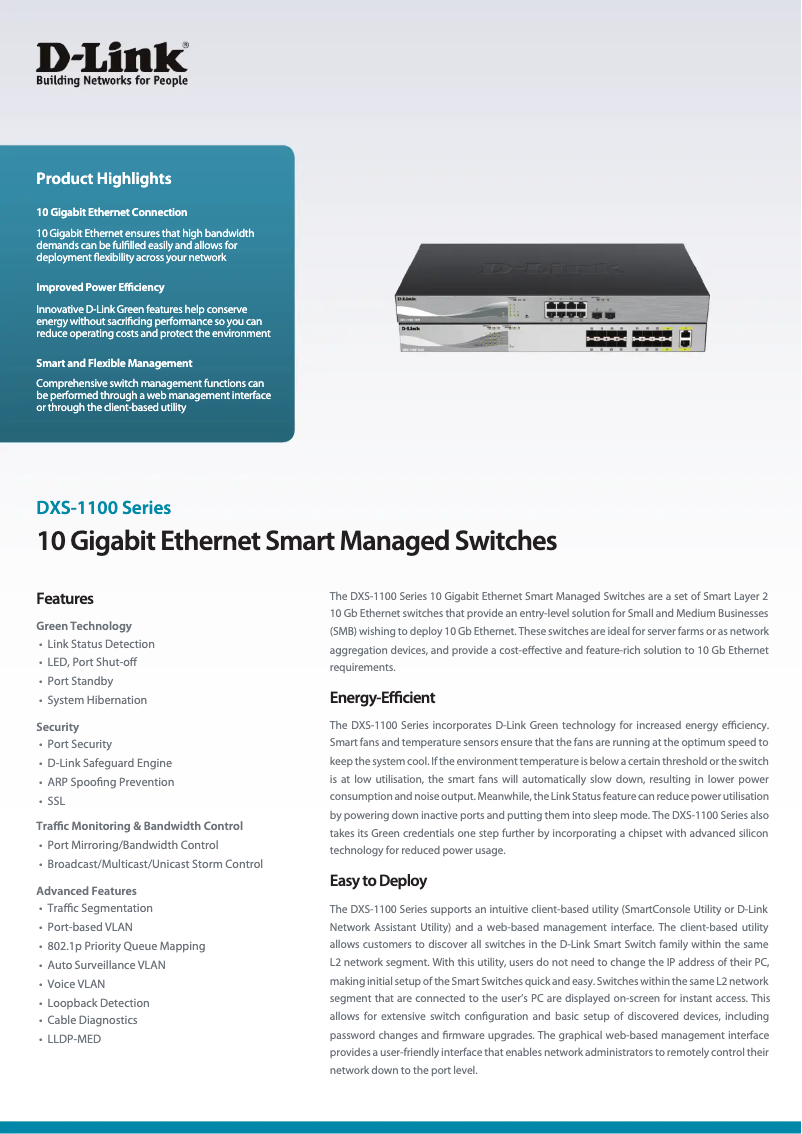 Page 1 de la notice Fiche technique D-Link DXS-1100-16SC