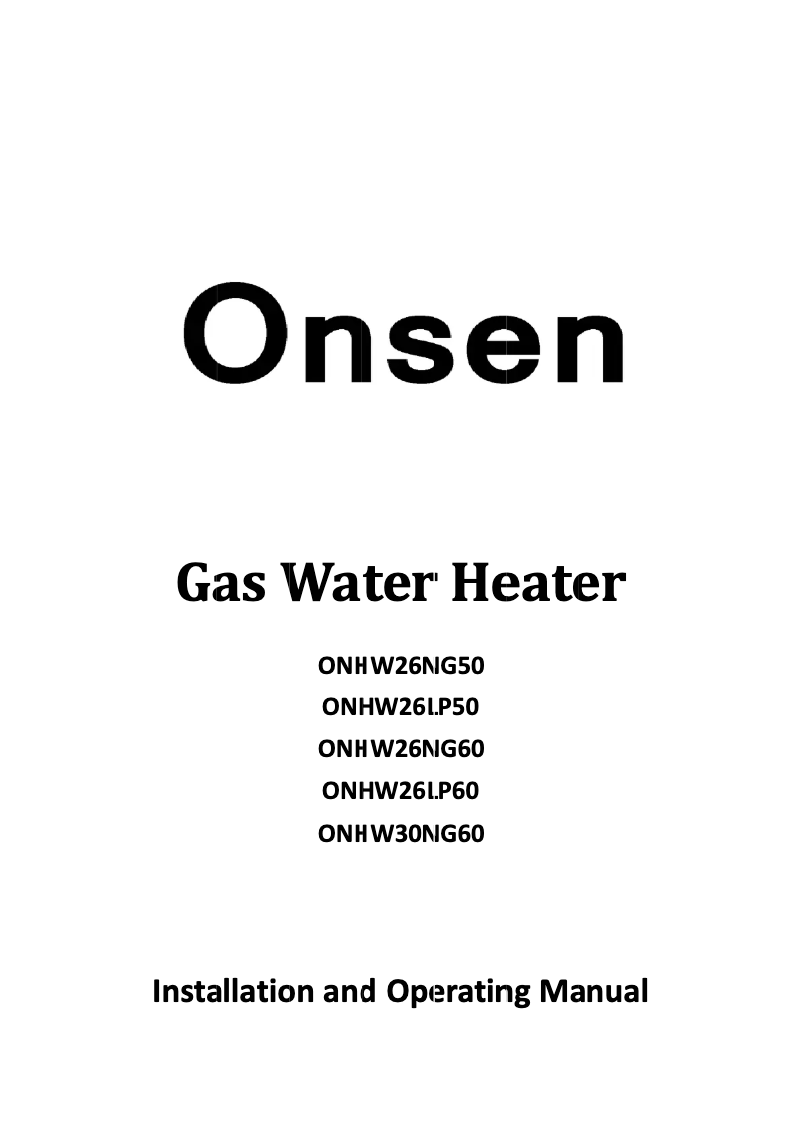 Page n°1 - Manuel utilisateur Onsen ONHW26NG60