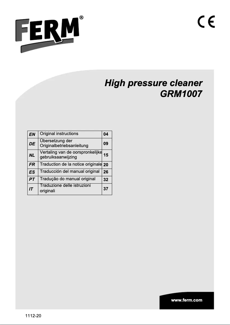 Page 1 de la notice Manuel utilisateur Ferm GRM1007