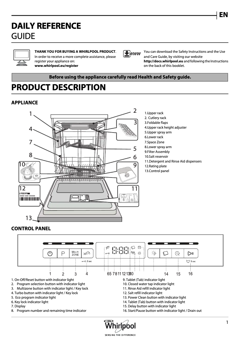 Page n°1 - Manuel utilisateur Whirlpool WFO 3P33 DL X UK