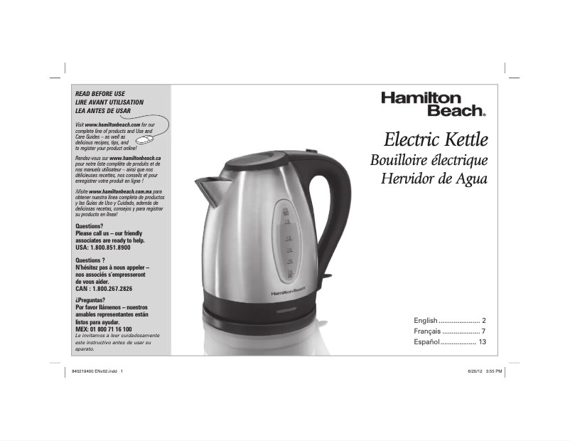 Page 1 de la notice Manuel utilisateur Hamilton Beach 40880