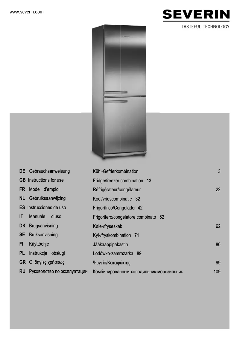 Page n°1 - Manuel utilisateur Severin KS 9898