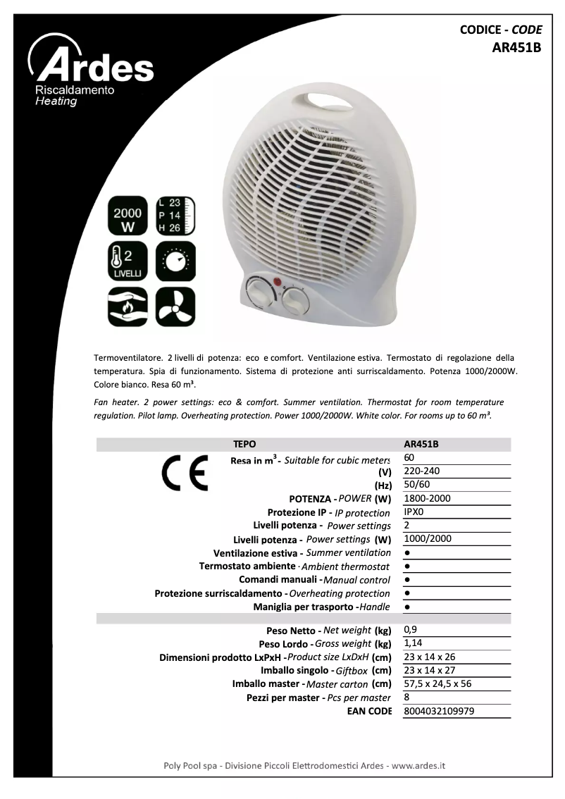 Page n°1 - Fiche technique Ardes AR451B