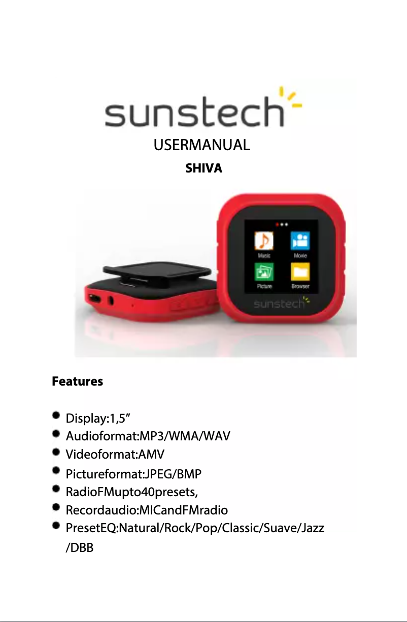 Page 1 de la notice Manuel utilisateur Sunstech SHIVA