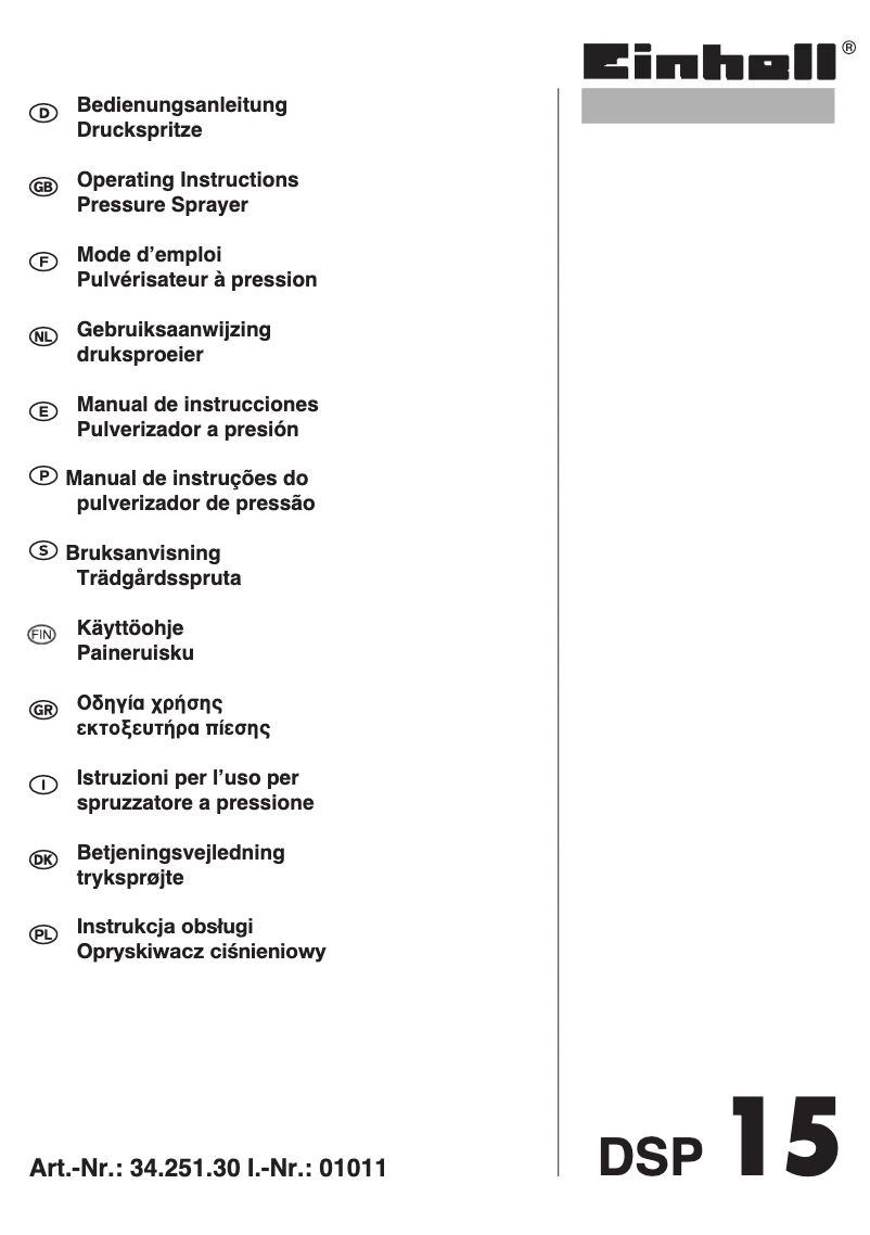 Page 1 de la notice Manuel utilisateur Einhell DSP 15
