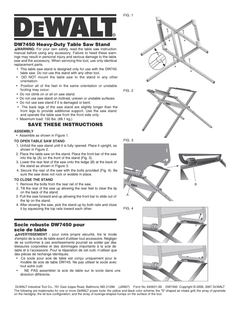 Image de la première page du manuel de l'appareil DW7450