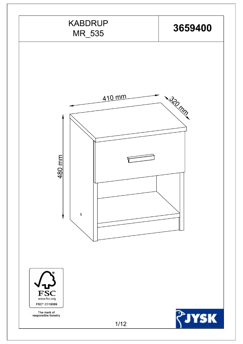 Page n°1 - Manuel utilisateur JYSK Kabdrup