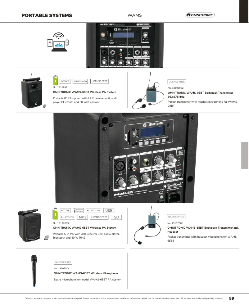 Página 1 del manual Catálogo Omnitronic WAMS-65BT