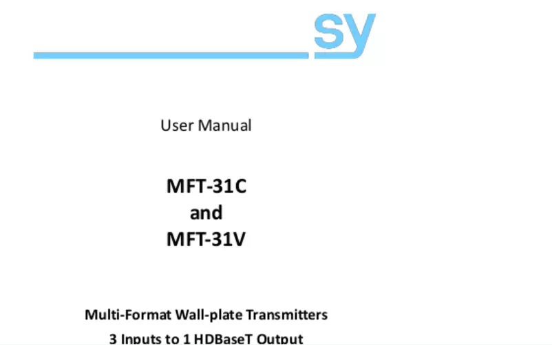 Page n°1 - Manuel utilisateur SY Electronics MFT-31V