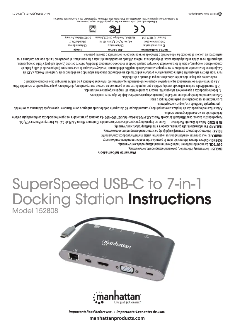 Página 1 del manual Manual de usuario Manhattan 152808
