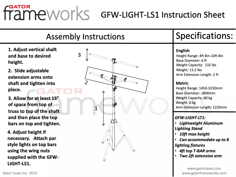 Page n°1 - Manuel utilisateur Gator GFW-LIGHT-LS1